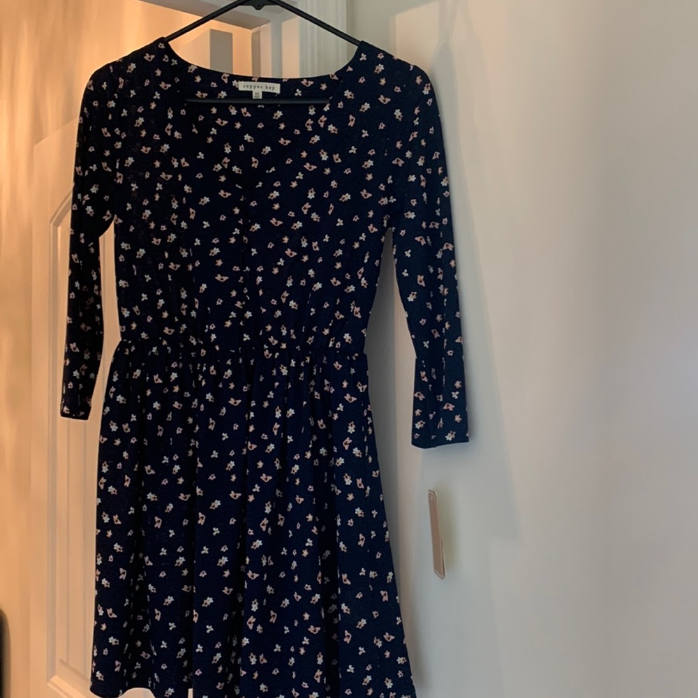 Blue long sleeved dress, new, size xs
